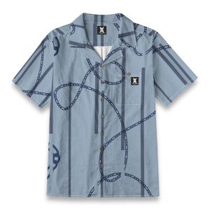Tamilastore Men's Hawaiian Shirt in Slub Cotton Fabric with Bamboo Texture | Regular Fit