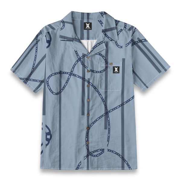 Tamilastore Men's Hawaiian Shirt in Slub Cotton Fabric with Bamboo Texture | Regular Fit