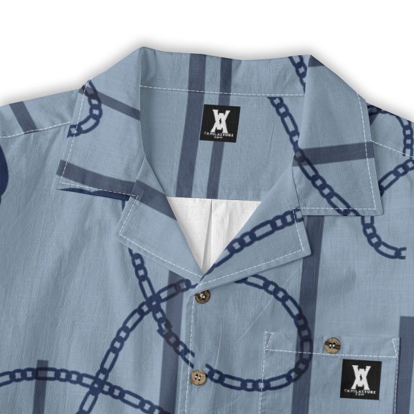 Tamilastore Men's Hawaiian Shirt in Slub Cotton Fabric with Bamboo Texture | Regular Fit - Image 3