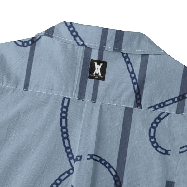 Tamilastore Men's Hawaiian Shirt in Slub Cotton Fabric with Bamboo Texture | Regular Fit - Image 4