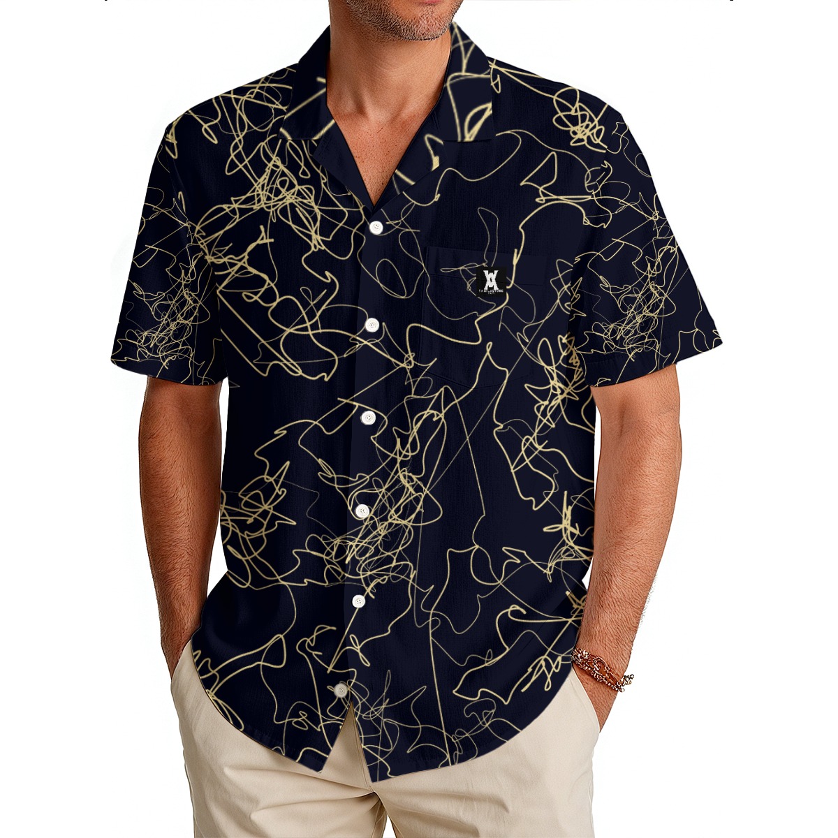 Tamilastore Men’s Bamboo Texture Hawaiian Shirt – Lightweight 150GSM Polyester, Breathable & Comfortable for Beach or Casual Wear
