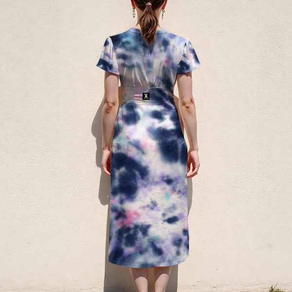 Tamilastore All Over Print V-Neck Flutter Sleeve Midi Dress for Women - Image 2