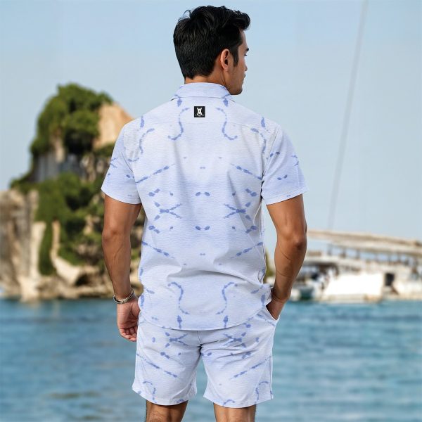 Tamilastore Men's Cool & Stylish Summer Shirt Set - Lightweight Breathable Polyester Short Sleeve Shirt and Shorts - Image 2